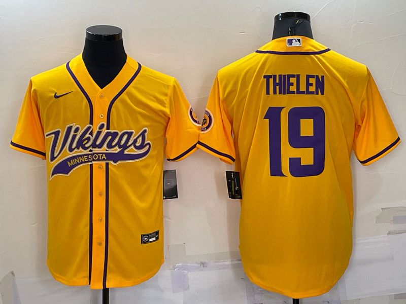 Men Minnesota Vikings 19 Thielen Yellow 2022 Nike Co branded NFL Jersey